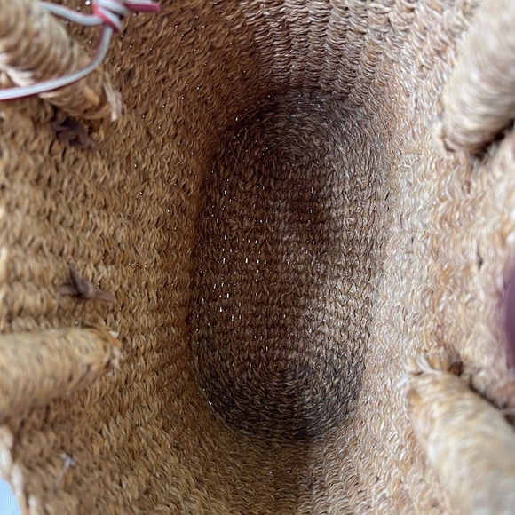 Papaya and Chestnuts woven works wicker tote. - Picture 7 of 10